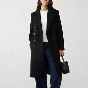 Banana Republic Timeless Topcoat: Black Double-Breasted Coat